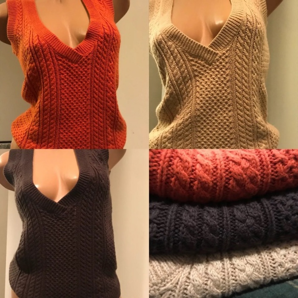 TALBOTS CASHMERE LOT Cotton Classy Vest Tops P x3!